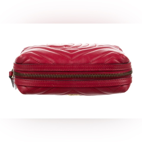 GUCCI CALFSKIN MATELASSE GG MARMONT COSMETIC CASE IN RED EUC - Picture 8 of 15